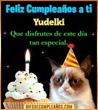 GIF Gato meme Feliz Cumpleaños Yudelki